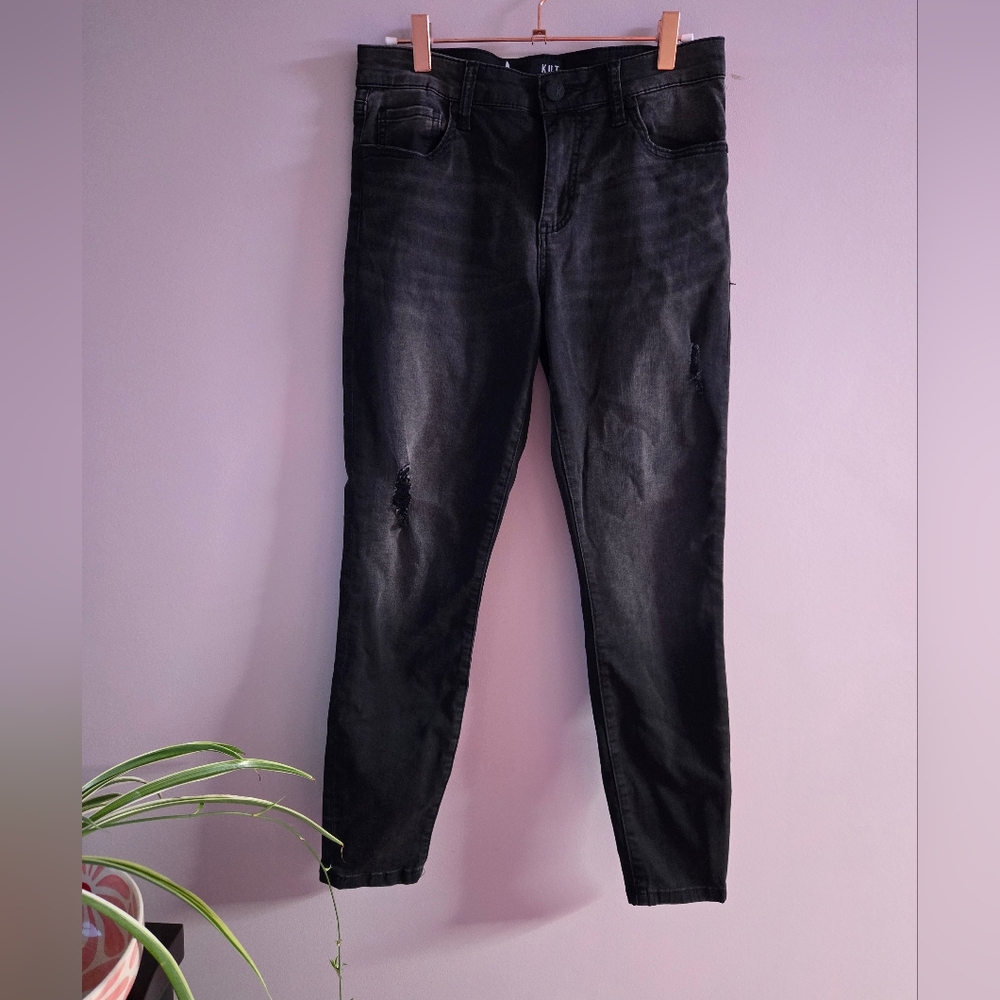 ​Kut from the Kloth Mia Toothpick Skinny Jeans – Distressed Black sz 6 - Picture 4 of 15